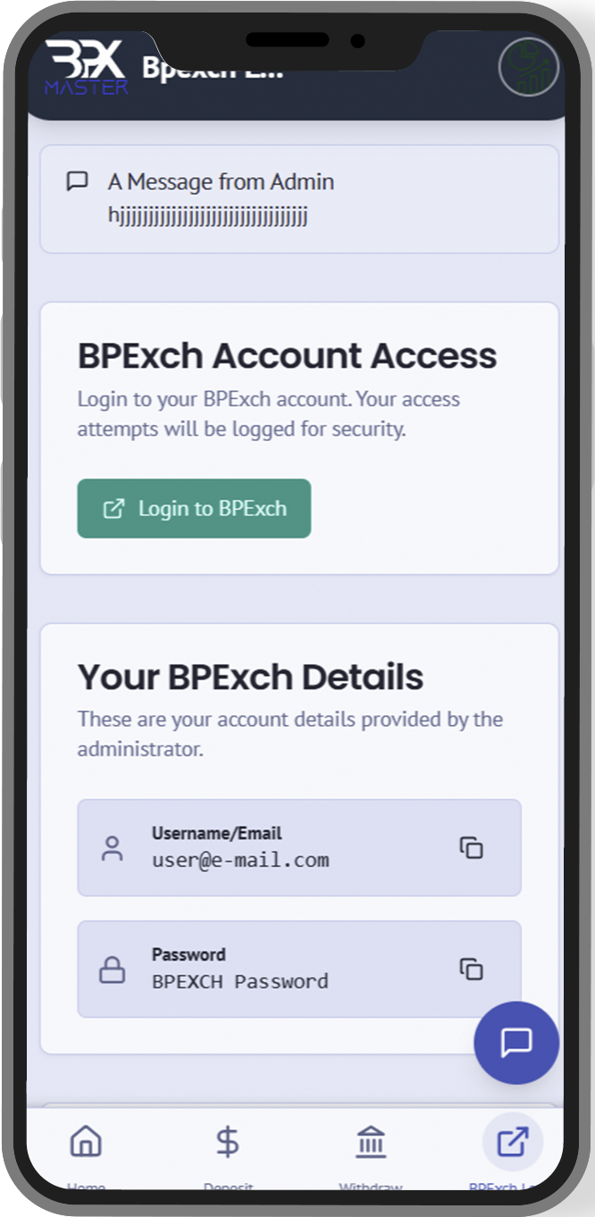 BPExch Login Mockup