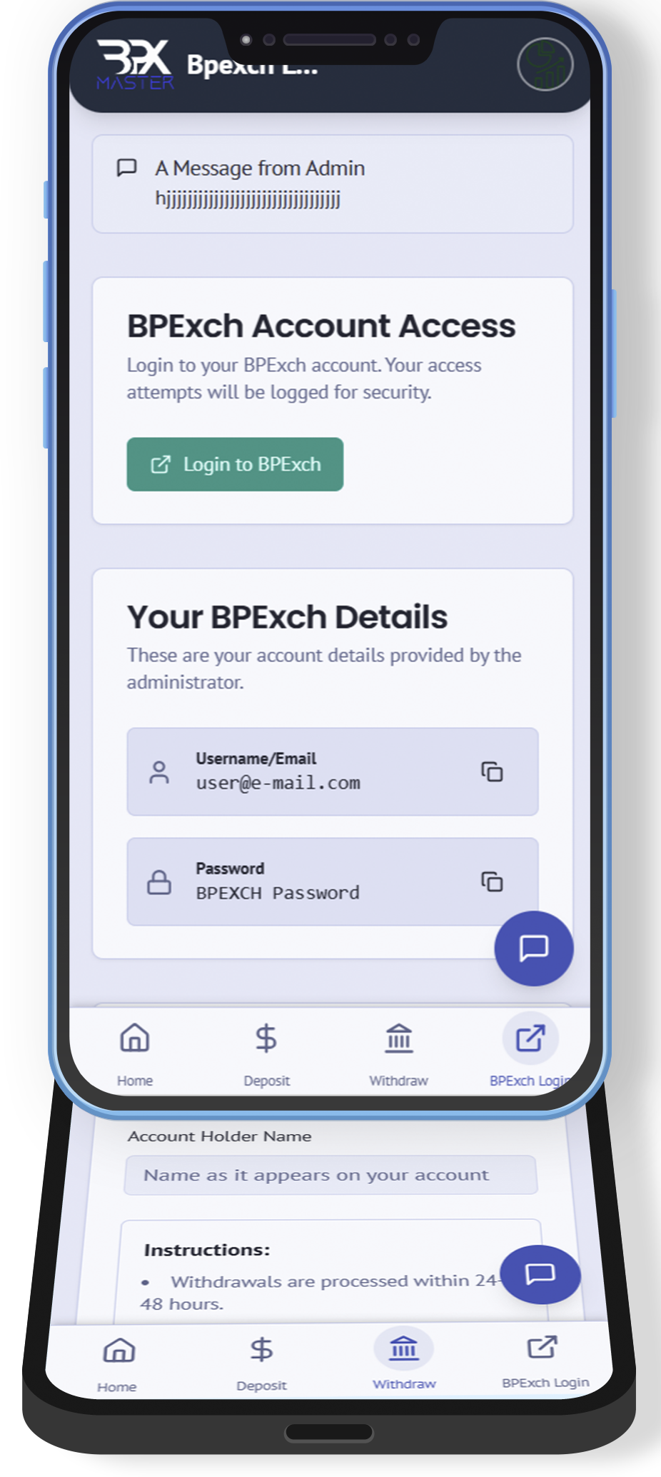 BPExch Login on phone