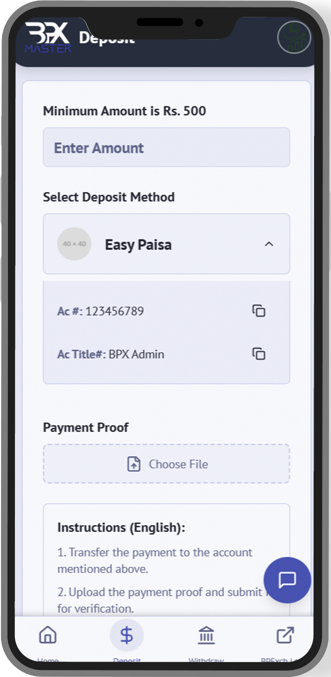 Deposit Page Mockup